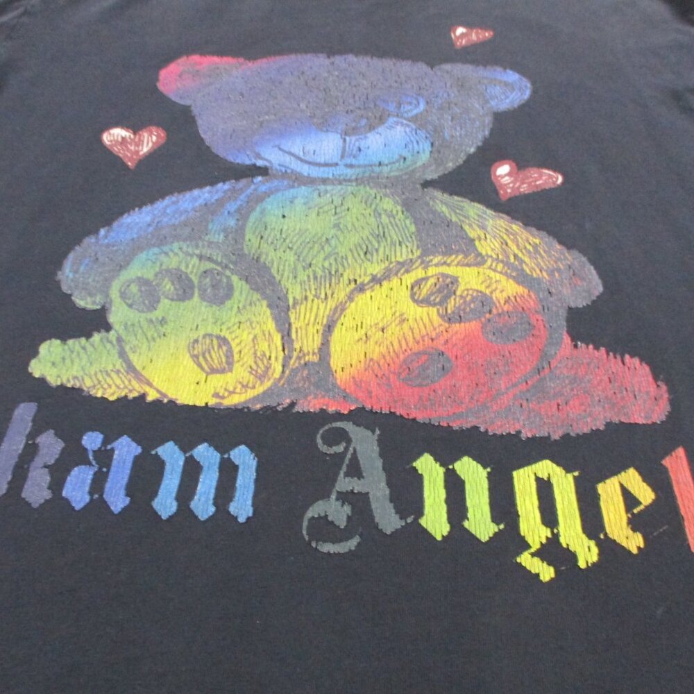 Mens Streetwear T Shirt Size XL Black Colorful Bear Graphic Print Designer Tee - Picture 3 of 12
